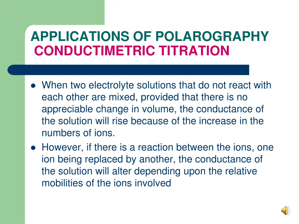 applications of polarography conductimetric