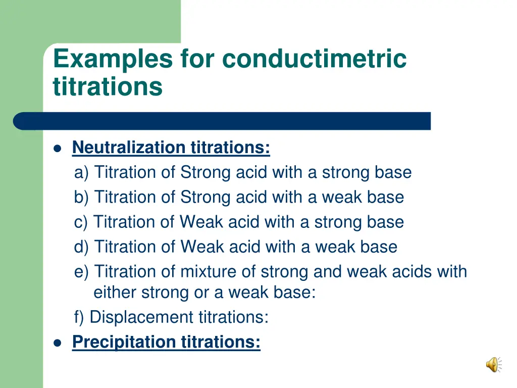 examples for conductimetric titrations