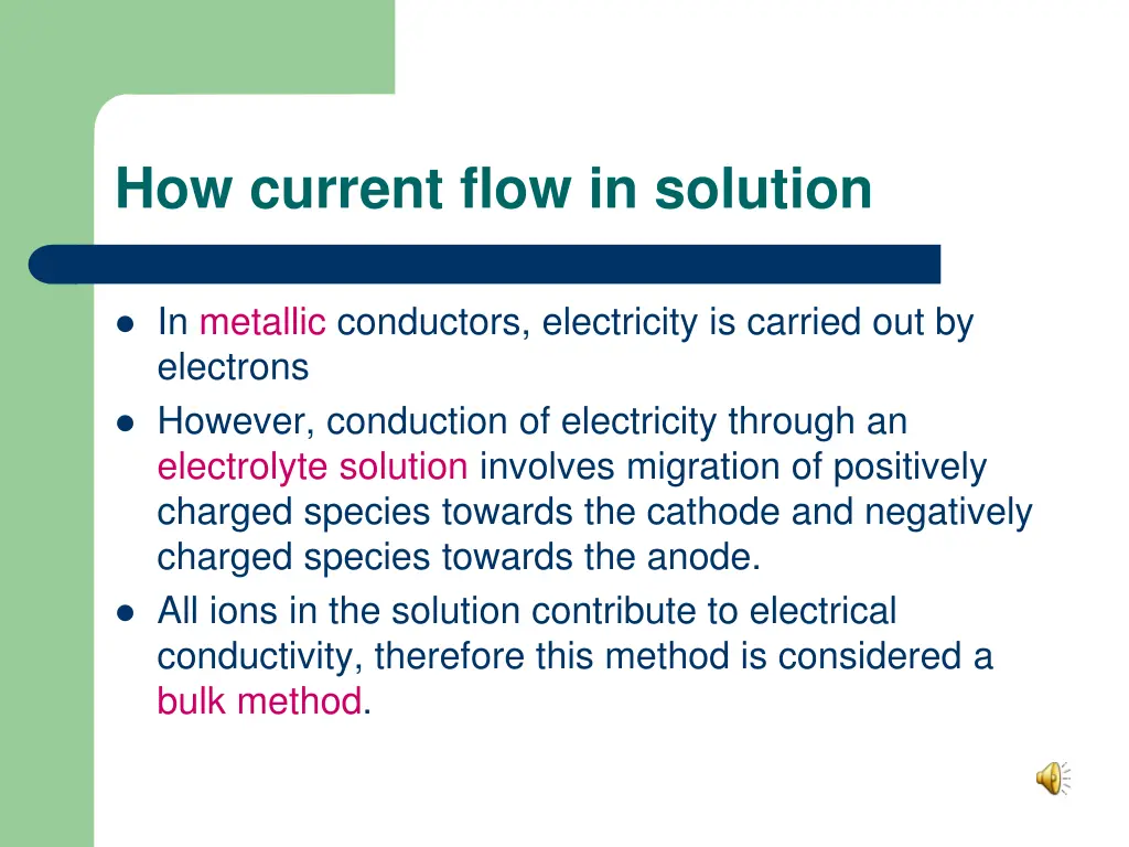 how current flow in solution