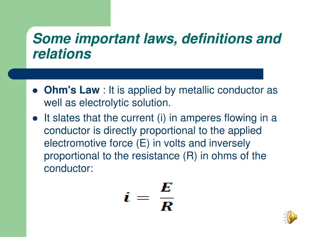 some important laws definitions and relations