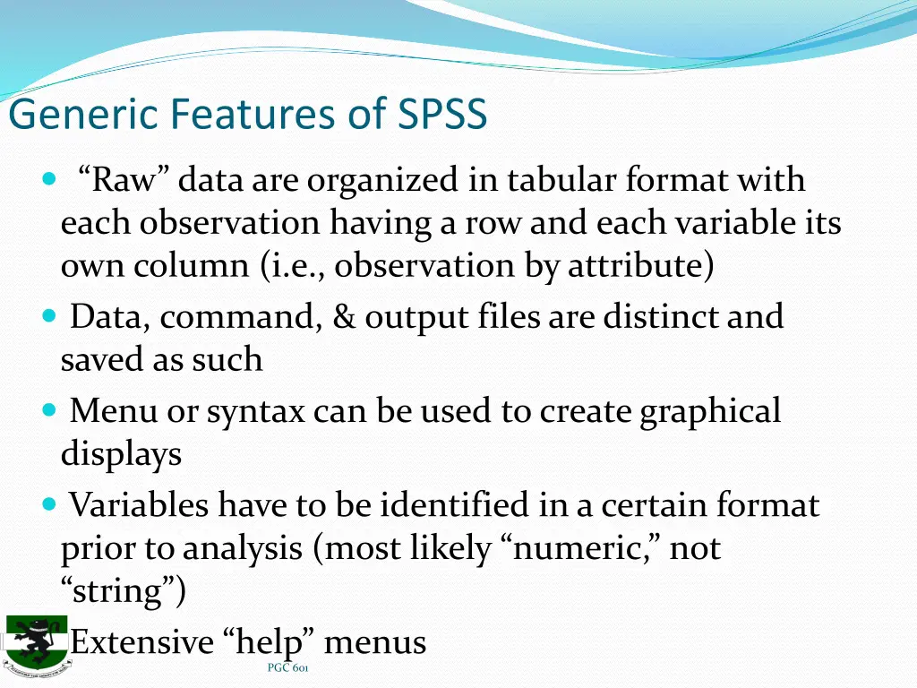 generic features of spss