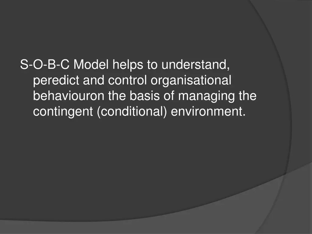 s o b c model helps to understand peredict