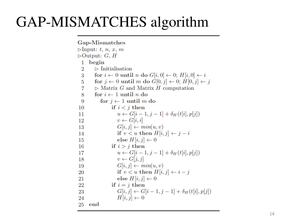 gap mismatches algorithm