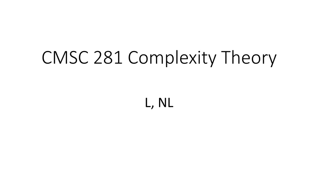 cmsc 281 complexity theory