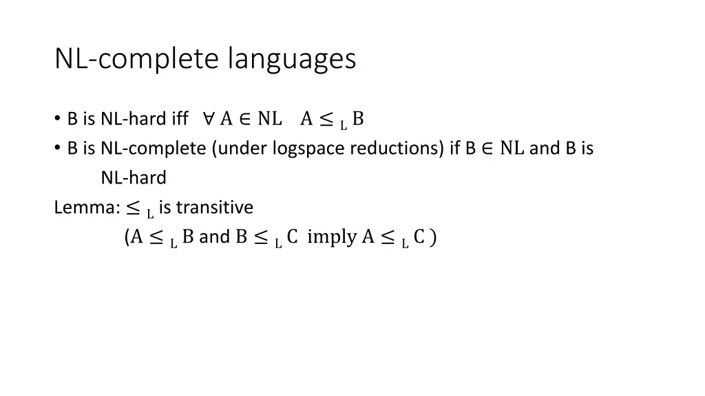 nl complete languages 1