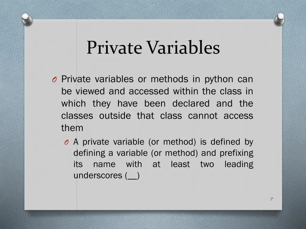 private variables