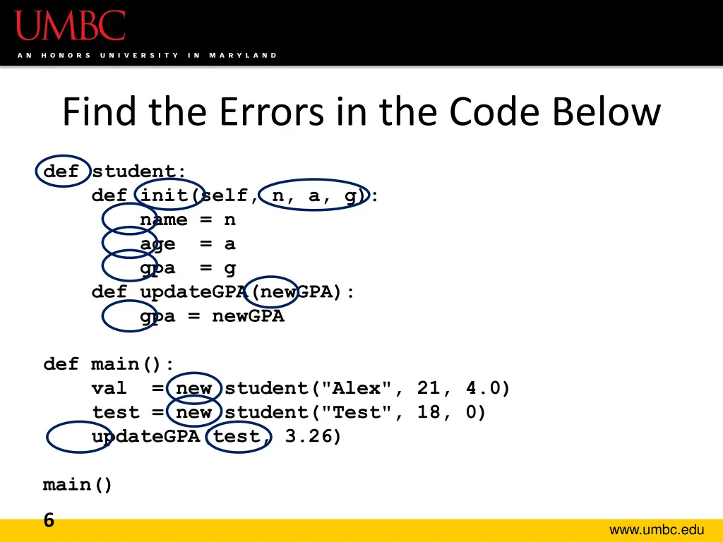 find the errors in the code below 1