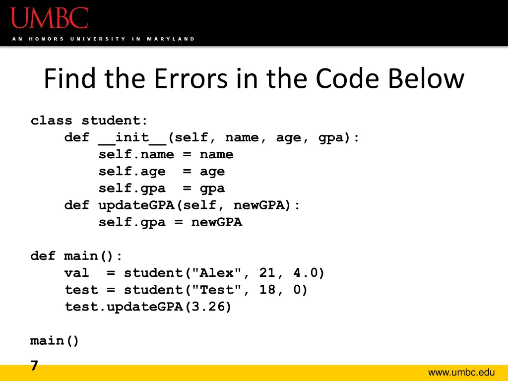 find the errors in the code below 2