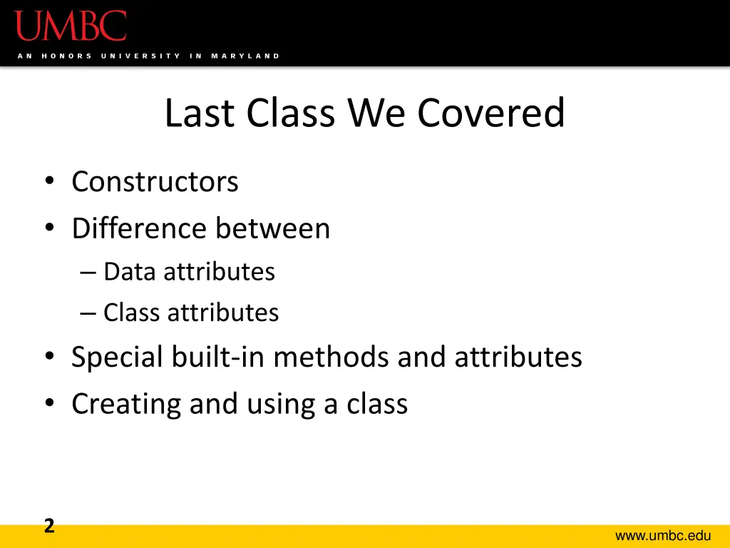 last class we covered
