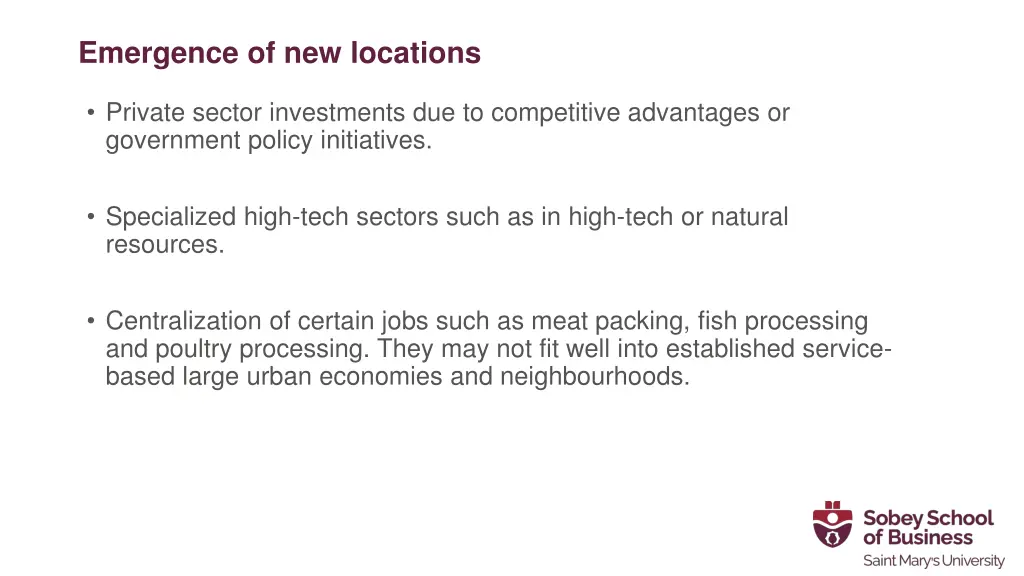 emergence of new locations