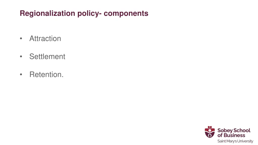 regionalization policy components
