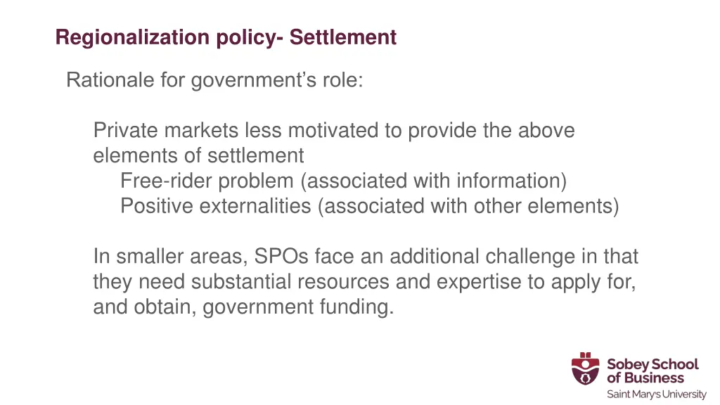 regionalization policy settlement 1