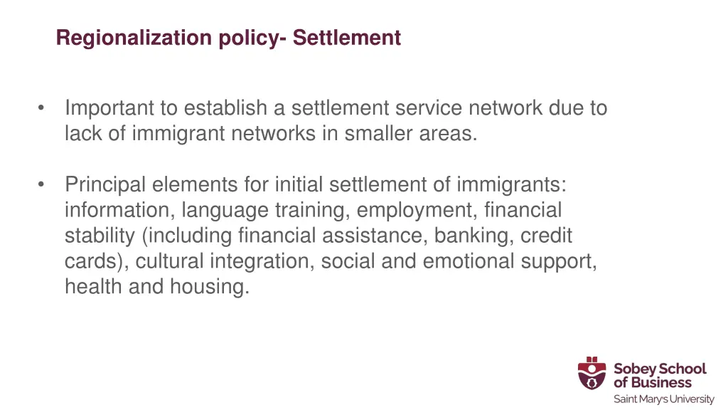 regionalization policy settlement