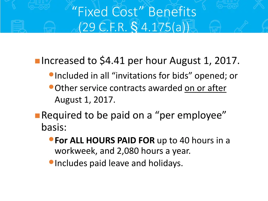 fixed cost benefits 29 c f r 4 175 a
