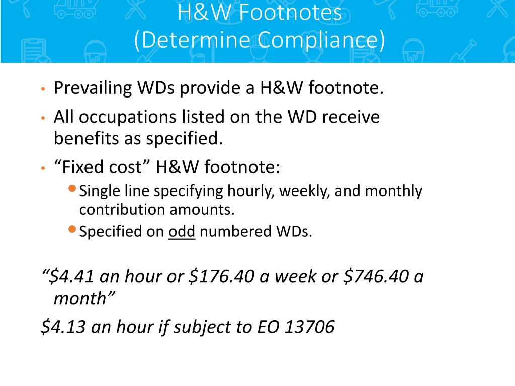 h w footnotes determine compliance