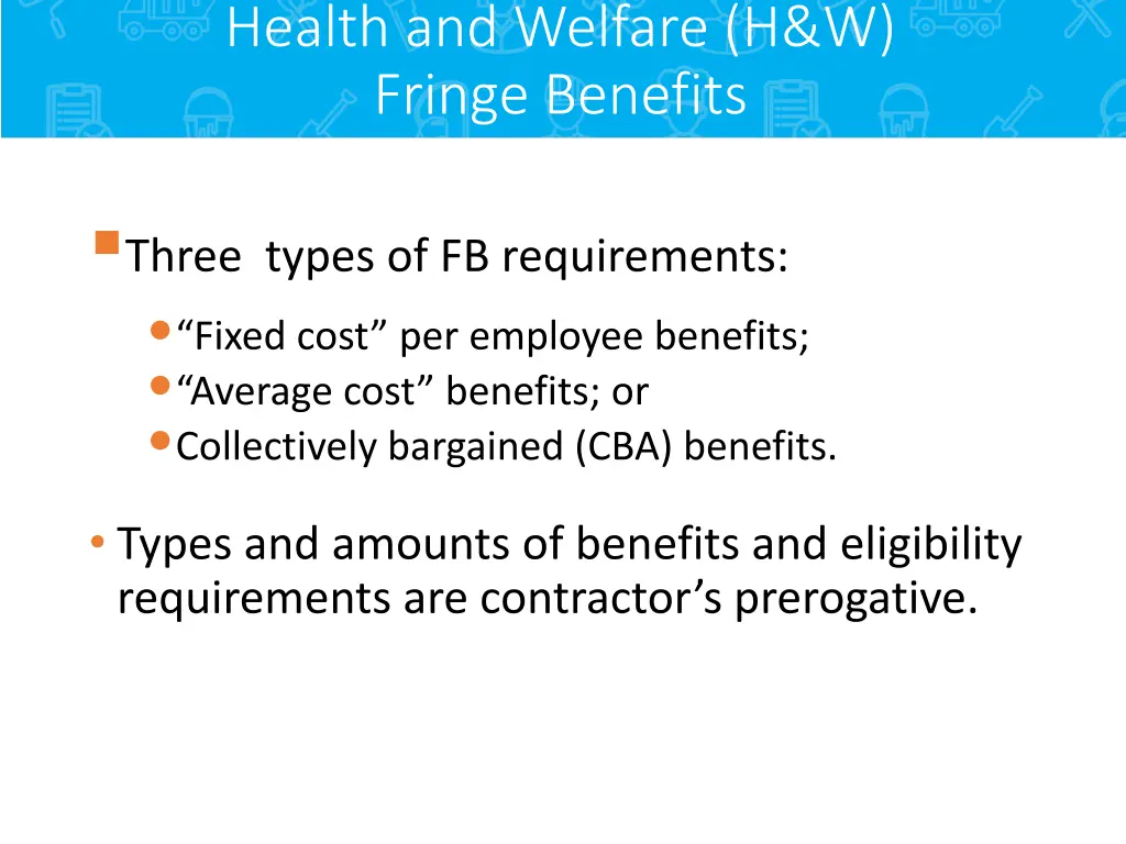 health and welfare h w fringe benefits