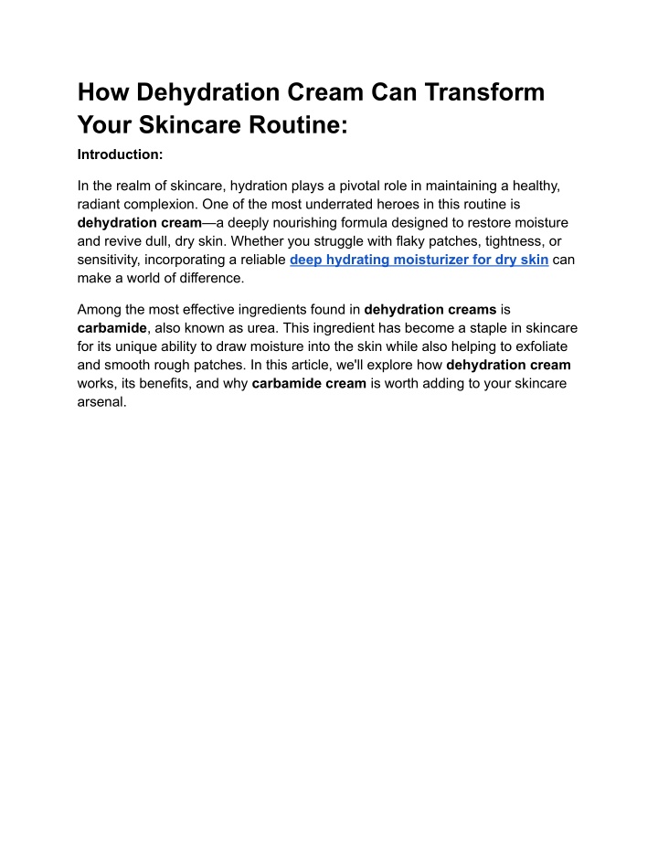 how dehydration cream can transform your skincare