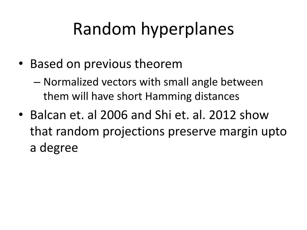 random hyperplanes 1