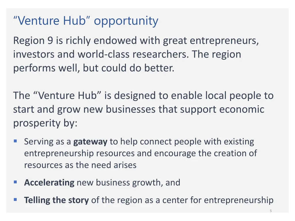 venture hub opportunity