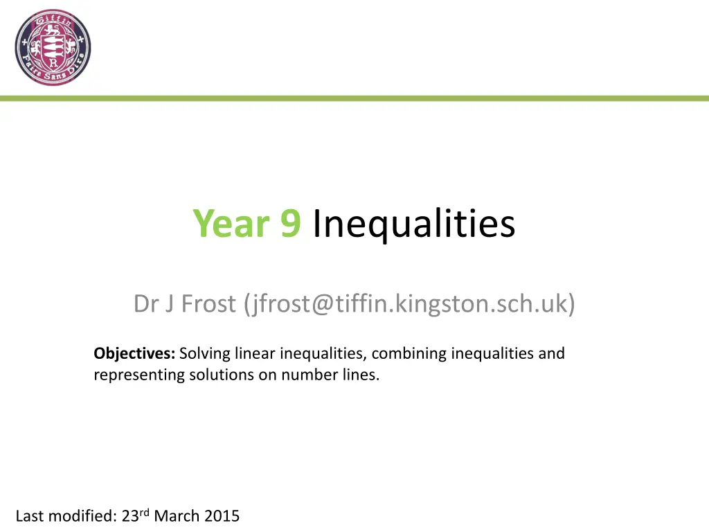 year 9 inequalities