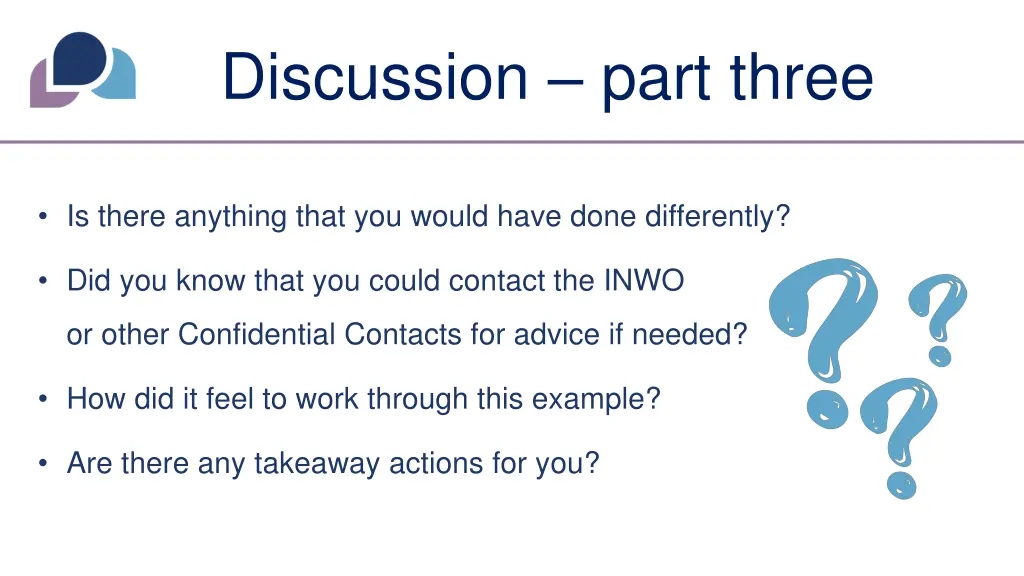 discussion part three
