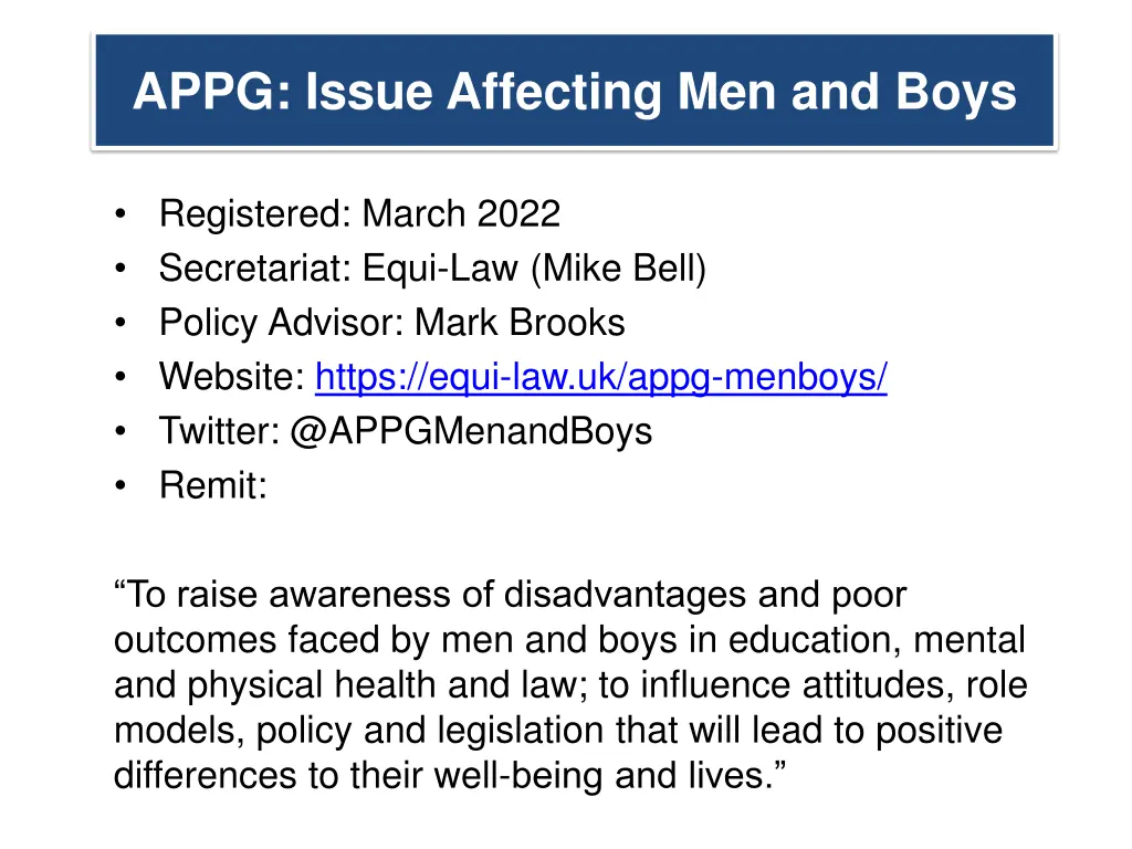 appg issue affecting men and boys 1