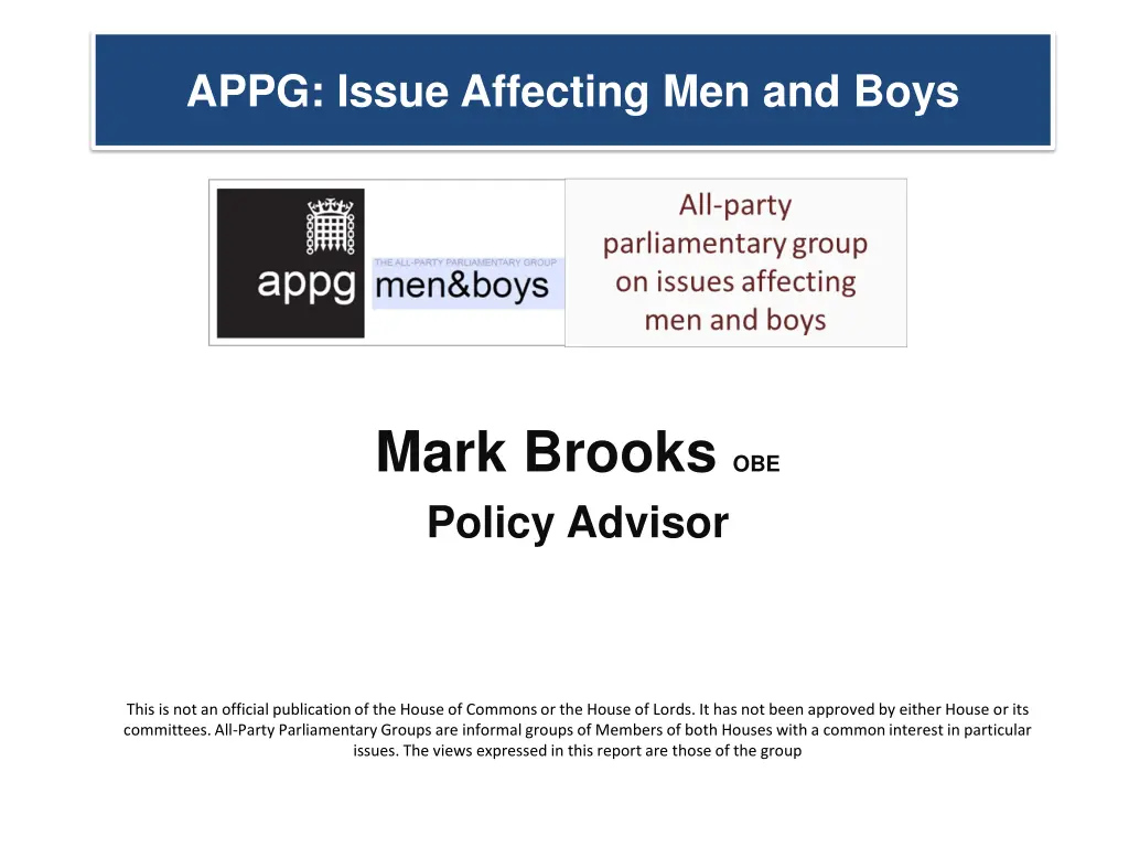 appg issue affecting men and boys