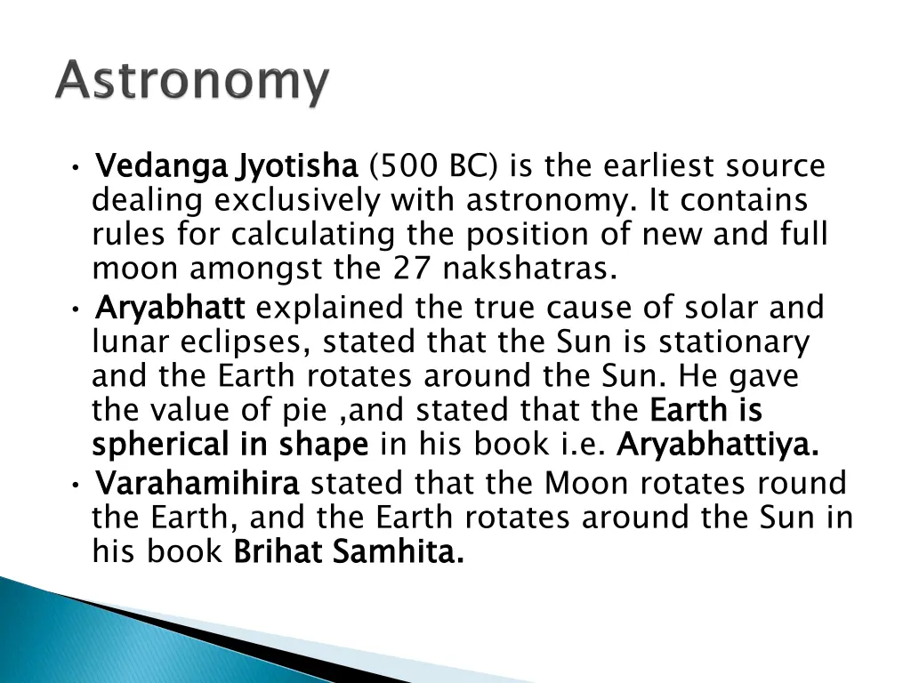 vedanga dealing exclusively with astronomy