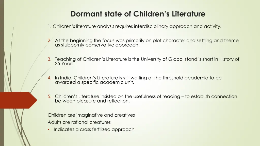 dormant state of children s literature