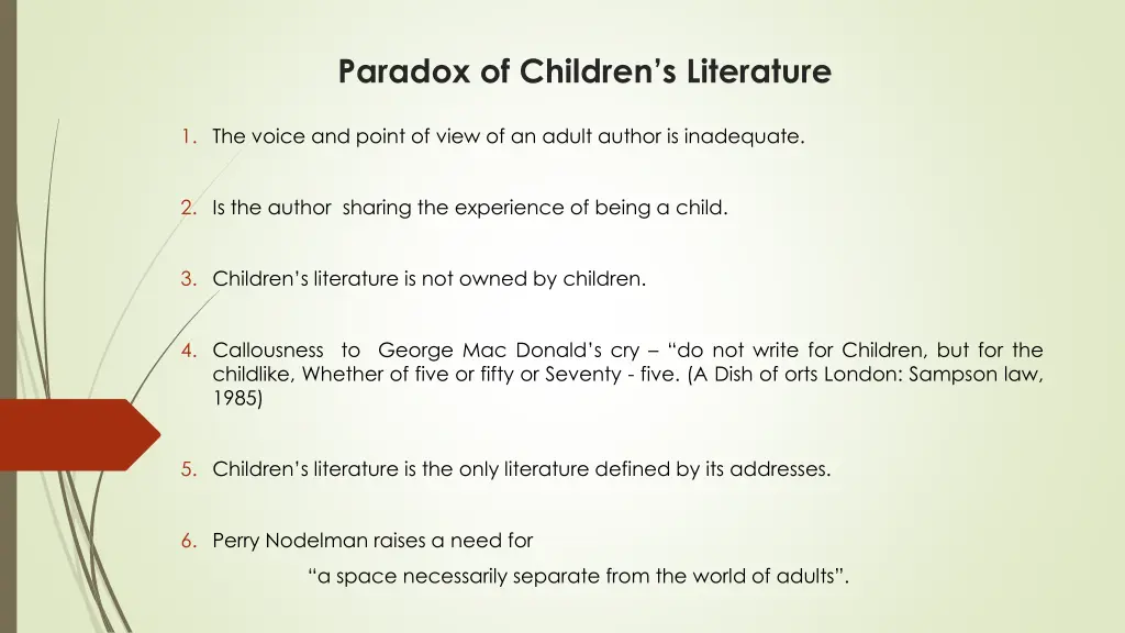 paradox of children s literature