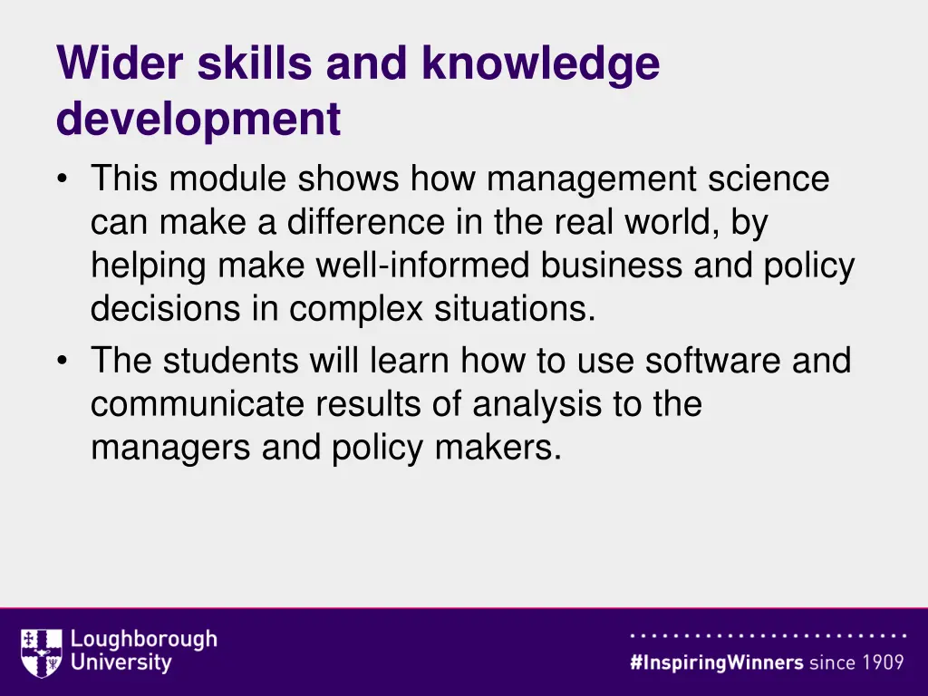 wider skills and knowledge development this