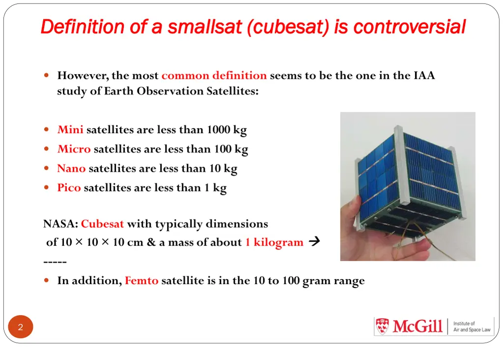 definition of a smallsat cubesat is controversial