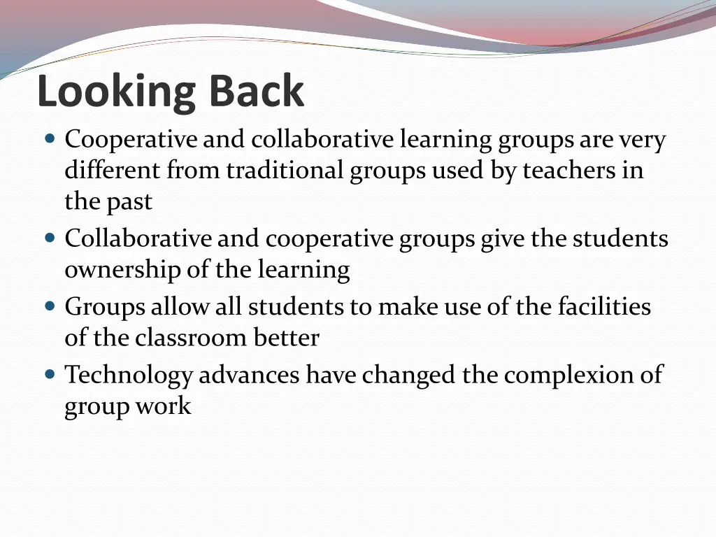 looking back cooperative and collaborative