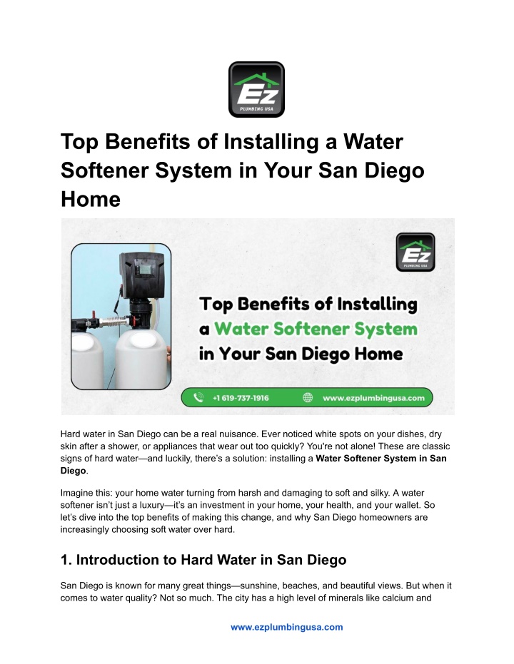 top benefits of installing a water softener