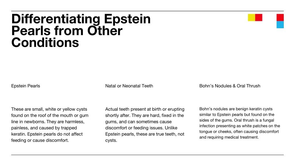 differentiating epstein pearls from other
