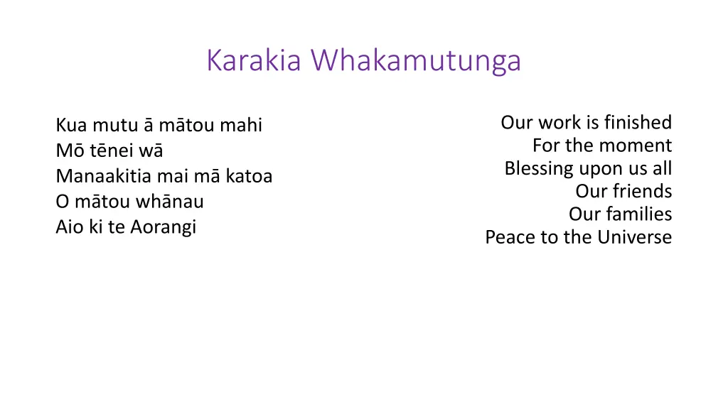 karakia whakamutunga