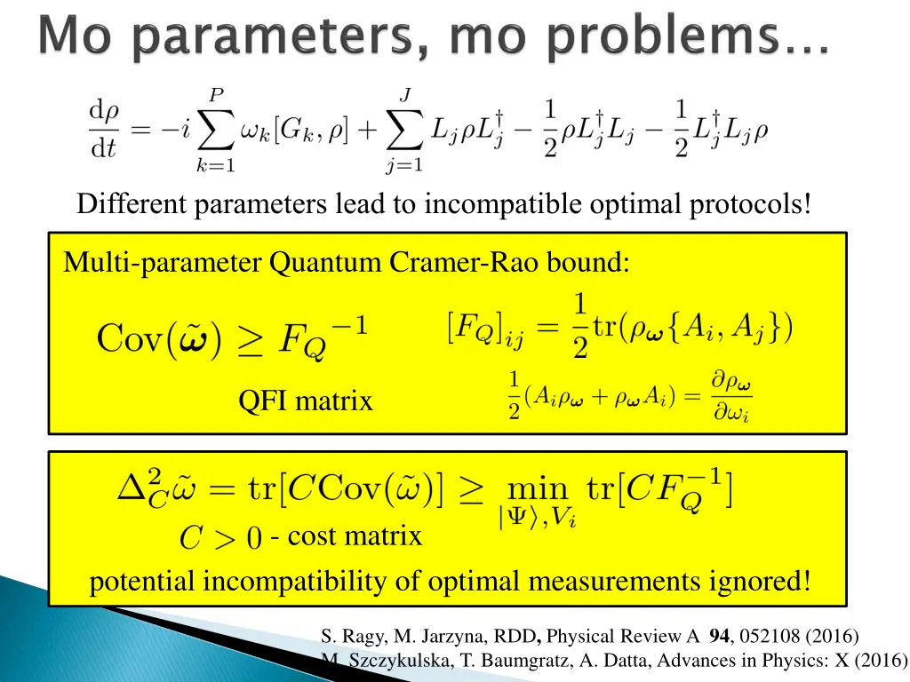 different parameters lead to incompatible optimal