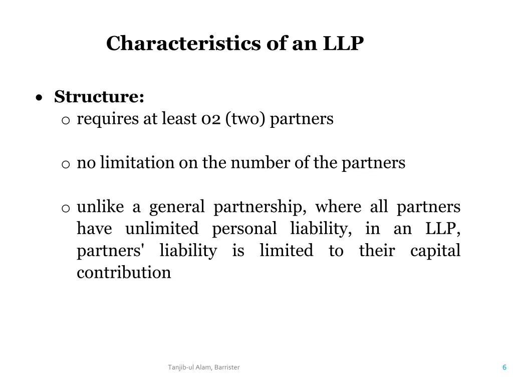 characteristics of an llp 1