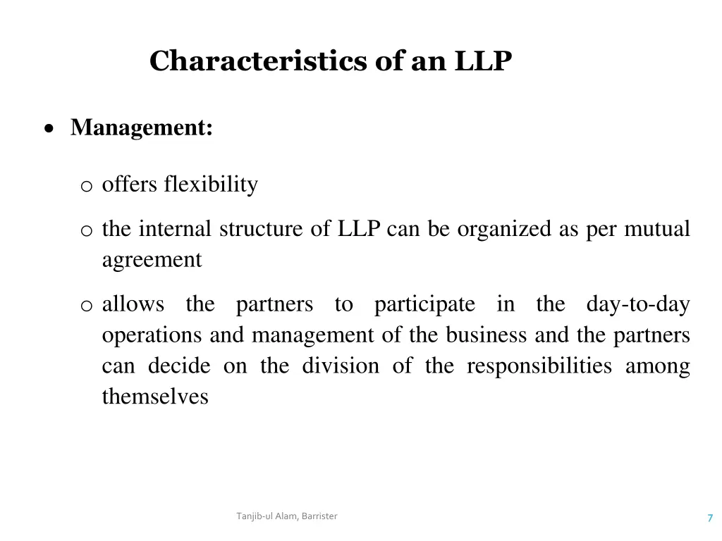 characteristics of an llp 2