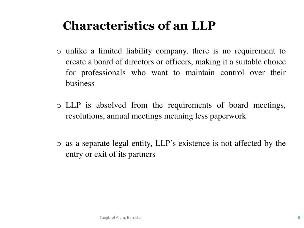 characteristics of an llp 3