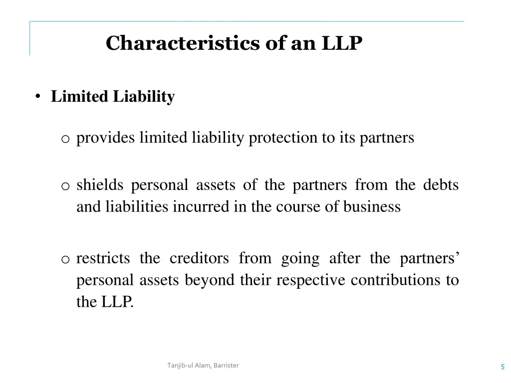 characteristics of an llp
