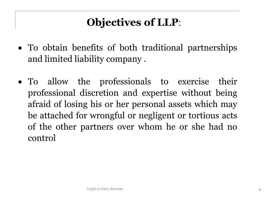 objectives of llp