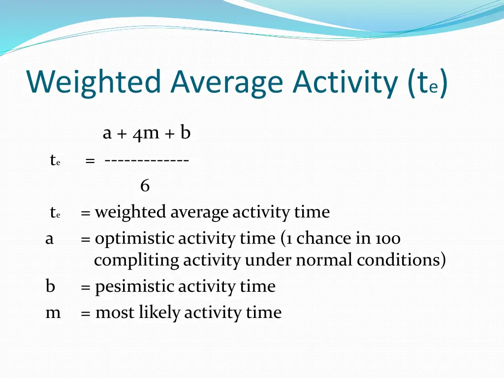 weighted average activity t e
