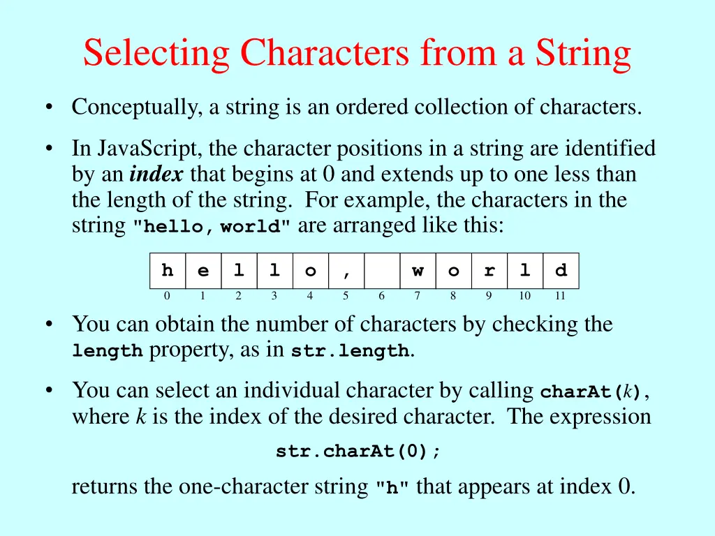 selecting characters from a string