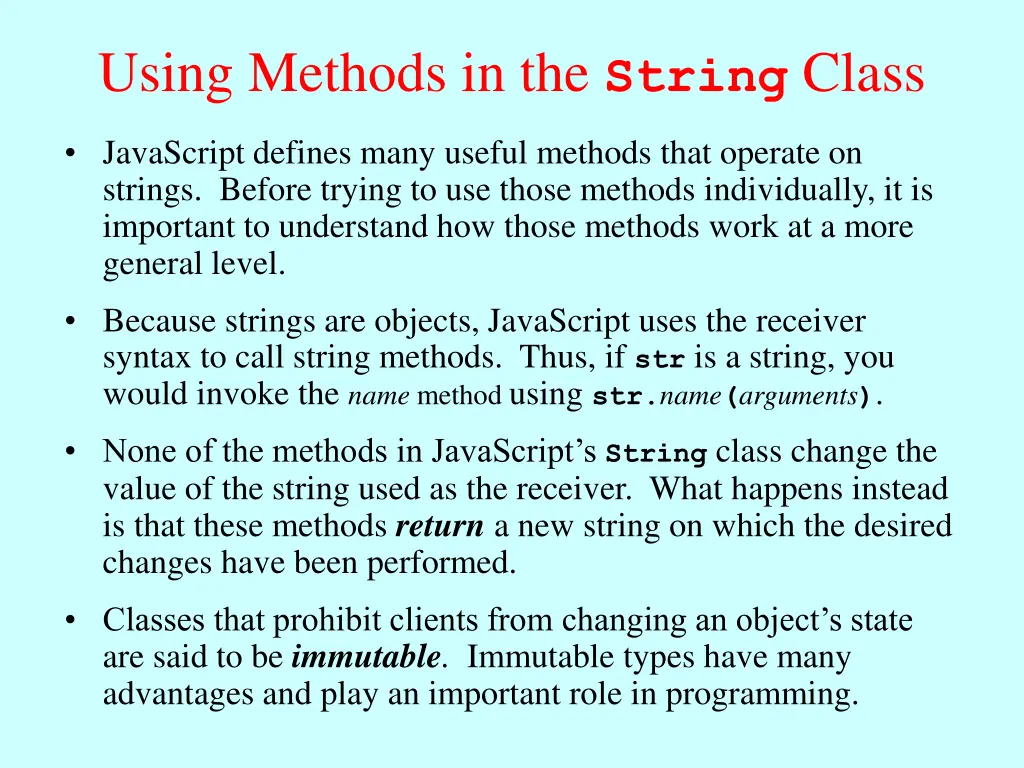 using methods in the string class