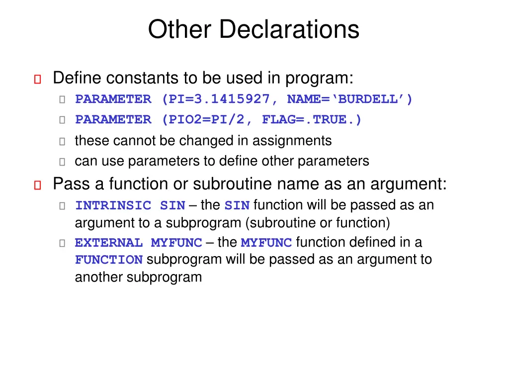 other declarations