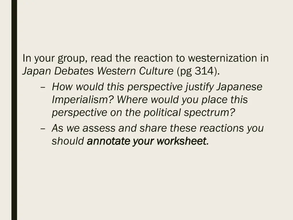in your group read the reaction to westernization