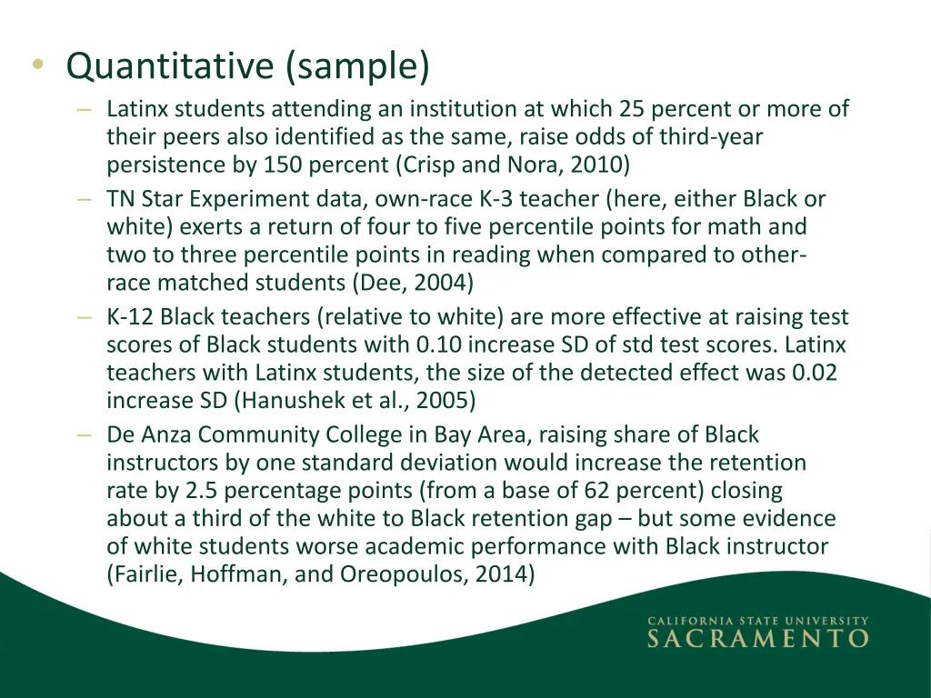 quantitative sample latinx students attending
