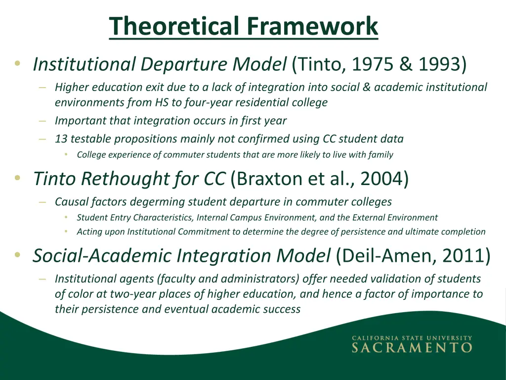 theoretical framework institutional departure