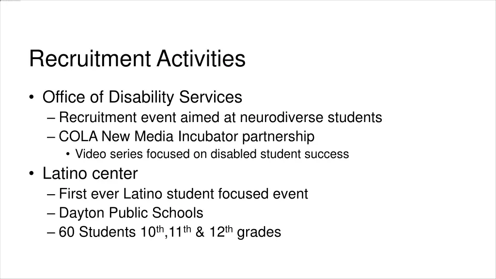 recruitment activities